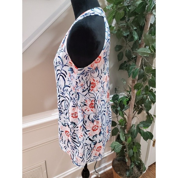 Cabi Women's White Floral 100% Polyester V-Neck Sleeveless Casual Top Blouse S - Picture 5 of 12